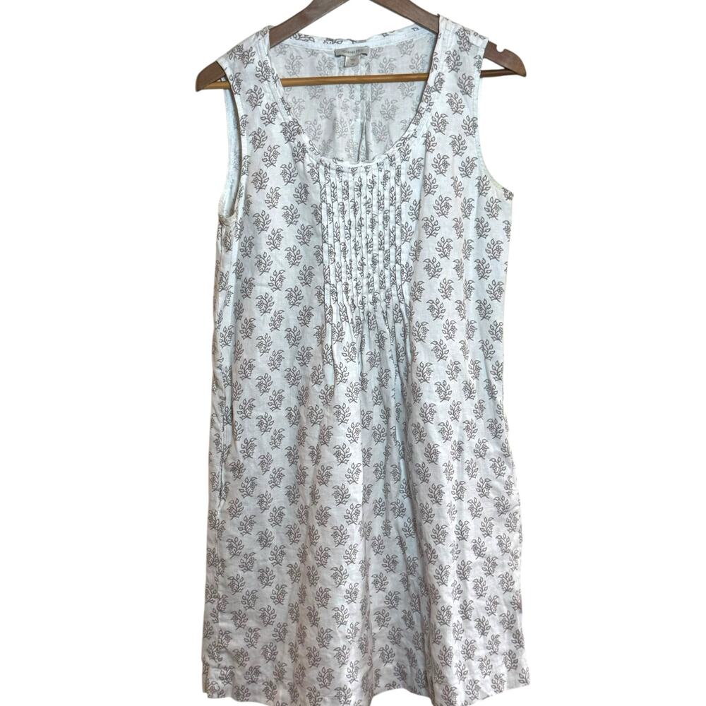 Garnet Hill White Sleeveless Floral Print Sundress